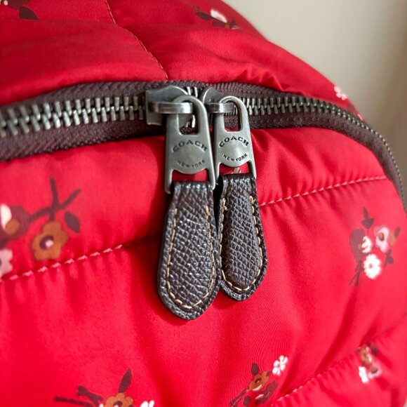 Coach Quilted Puffer Charlie Backpack in Red "Baby Bouquet" Floral Print F30667 - Picture 4 of 14